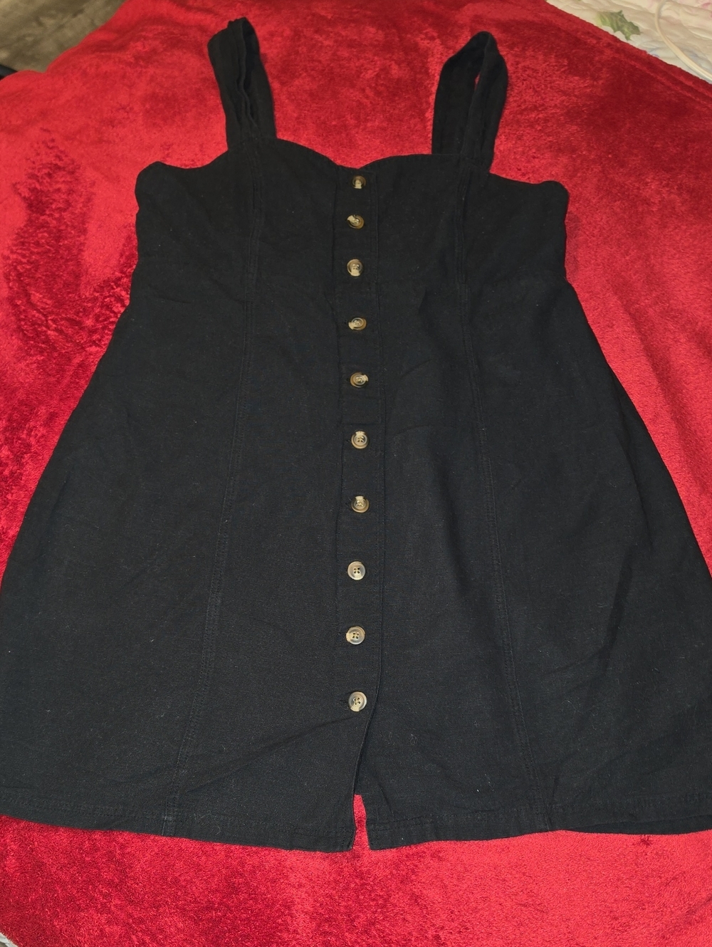 American Eagle Size Medium Classic Black Button-Front Sundress